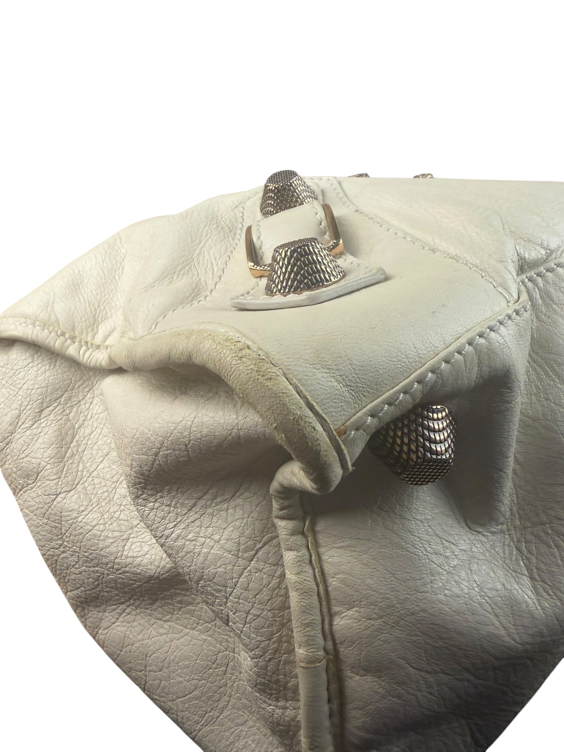 Balenciaga White Leather Giant 21 City Shoulder Bag