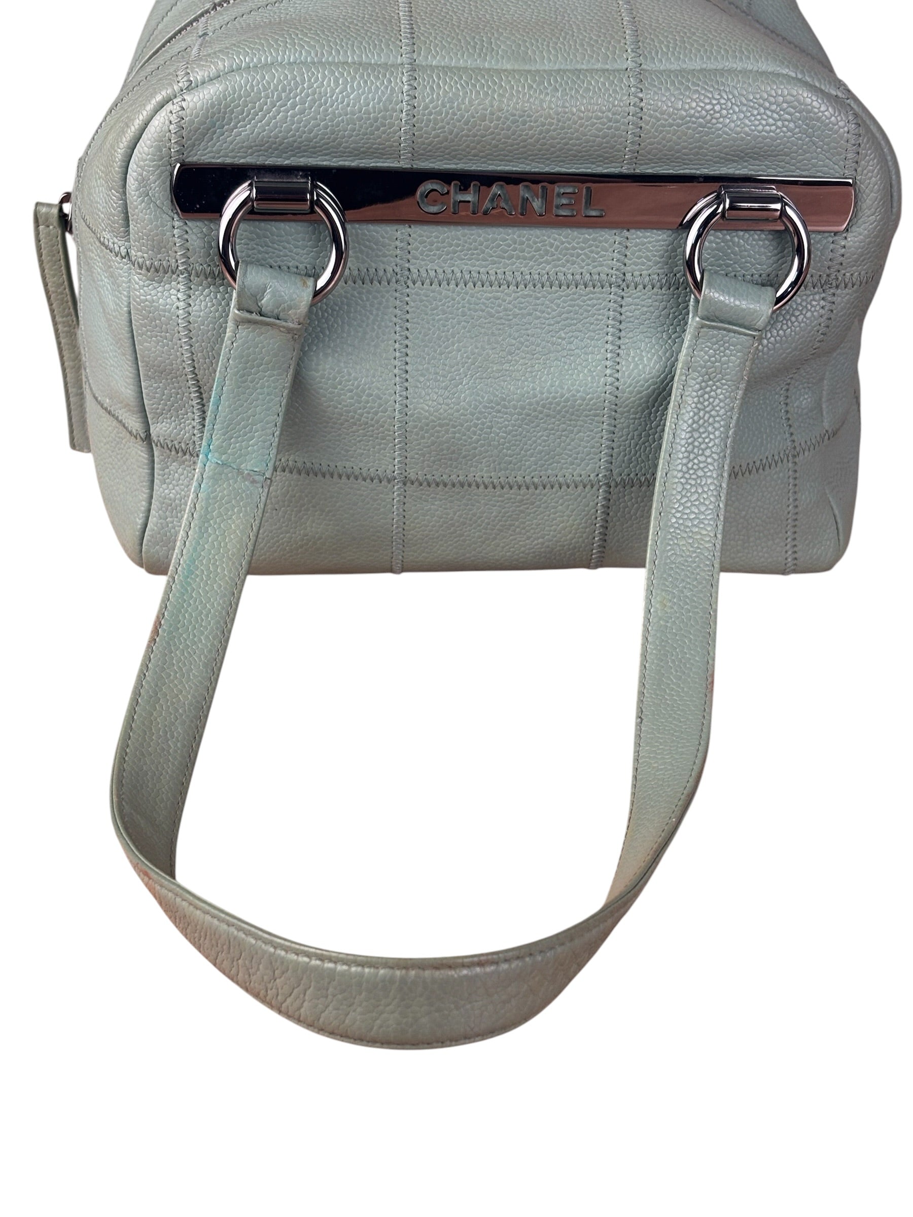 Chanel Light Green Quilt LAX Leather Bowler Bag 2004