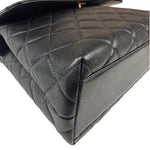 Chanel Vintage Black Caviar Quilted Leather Kelly Top Handle Bag 1996