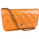 Chanel Orange Patent Leather Flap Wallet on Chain Bag