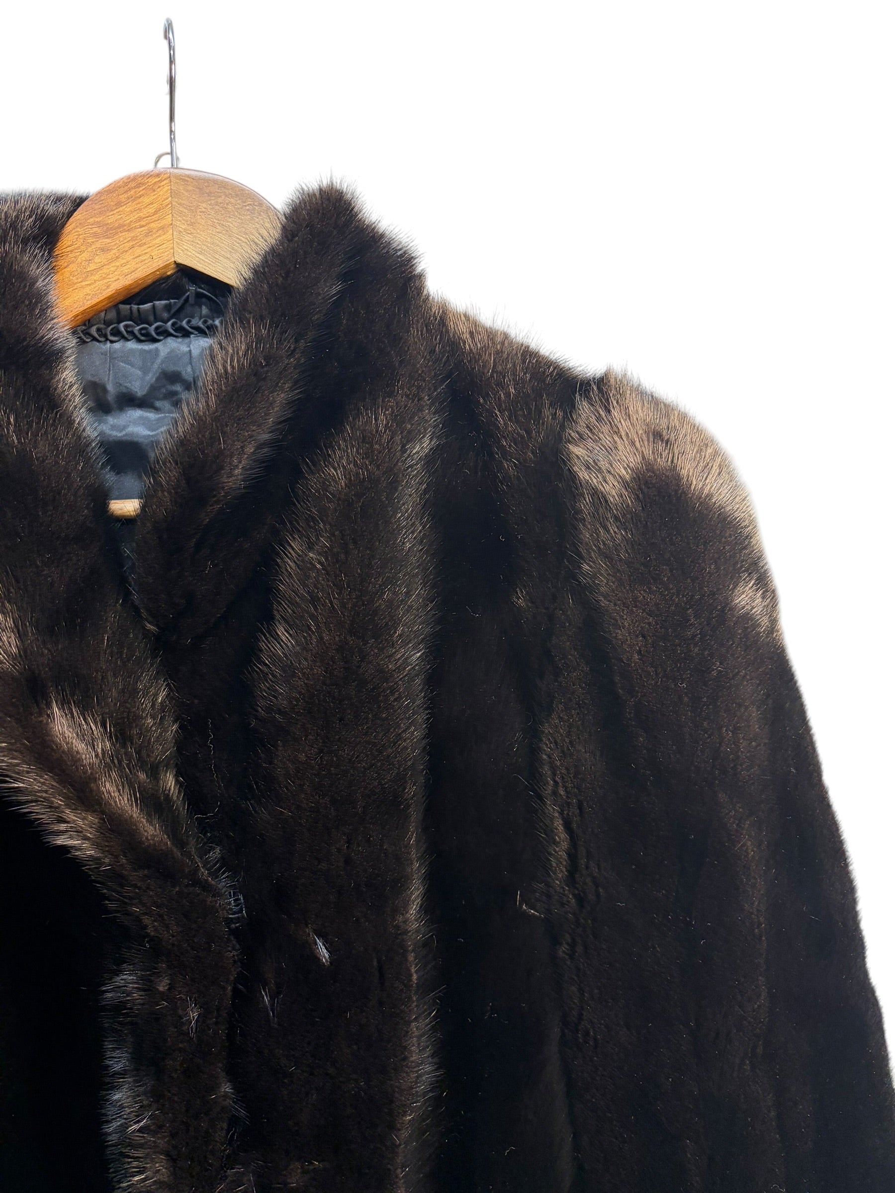 Vintage Black Mink Fur Long Coat