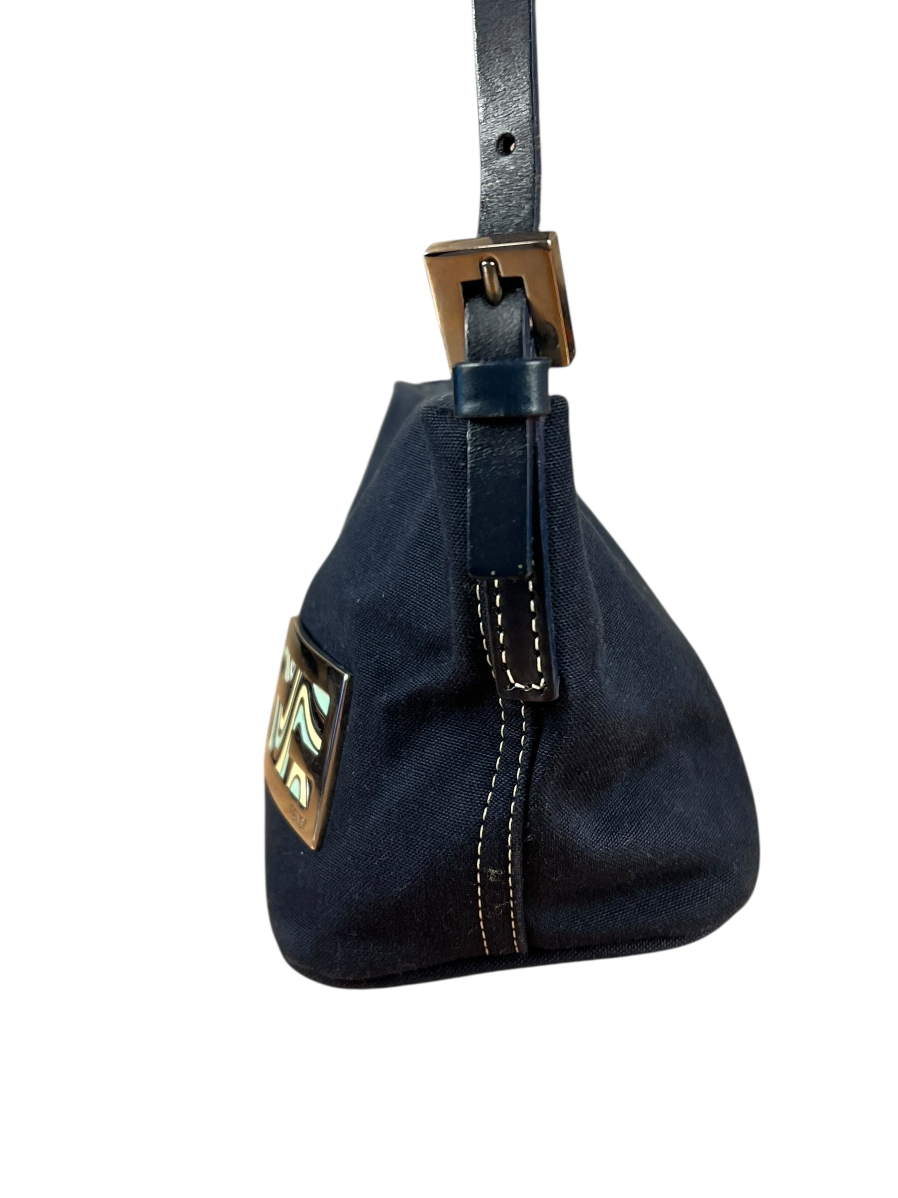 Fendi Vintage Navy Wave Buckle Pochette