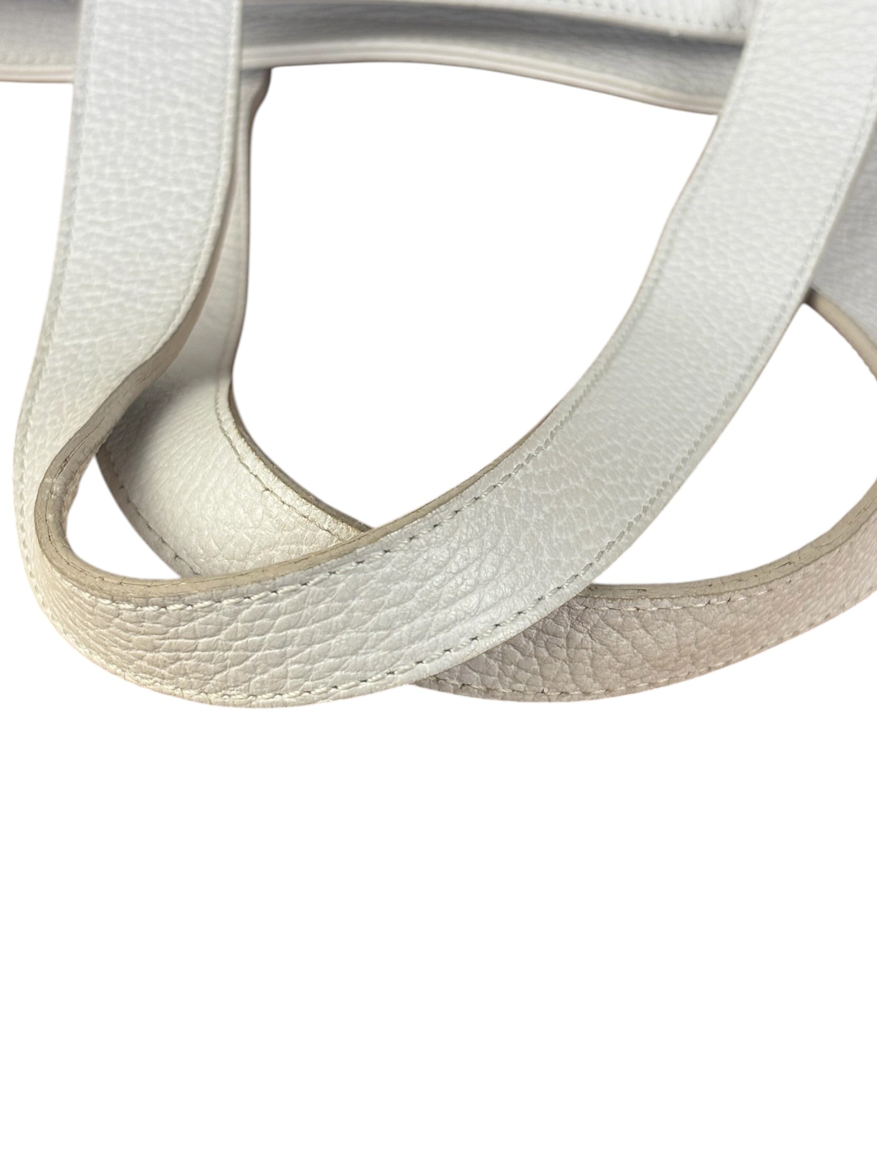 Burberry White Pebbled Leather Shoulder Bag