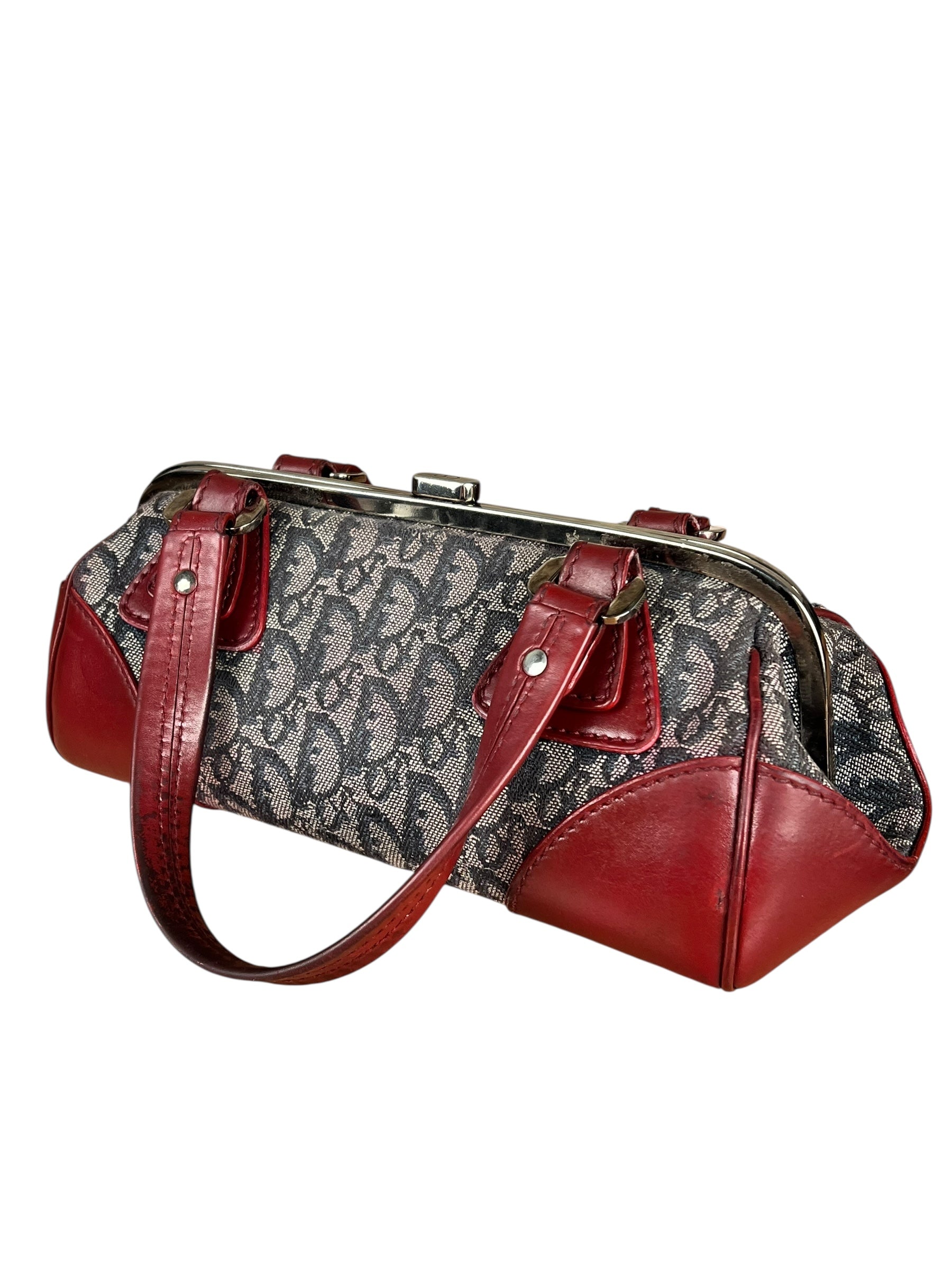 Christian Dior 2005 Doctor Bag Navy/Red Leather Trim
