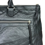 Balenciaga Black Leather Moto Bridge Zip Overnight Tote