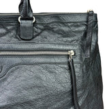 Balenciaga Black Leather Moto Bridge Zip Overnight Tote