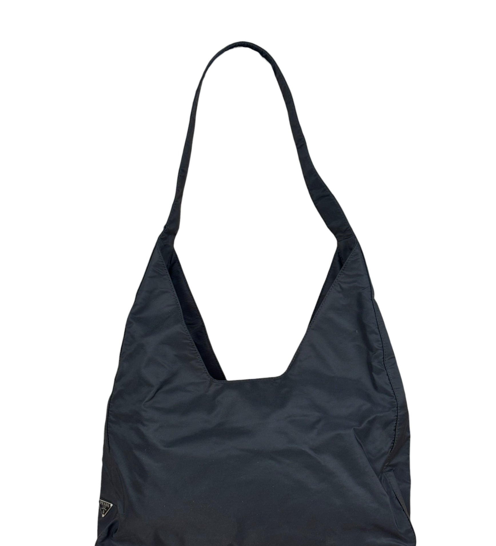 Prada Vintage Black Nylon Hobo Shoulder Bag