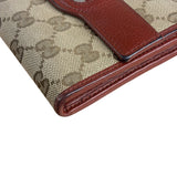 Gucci Vintage Burgundy Leather Trim GG Canvas Continental Wallet
