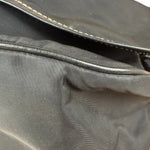 Damaged Prada Vintage Black Tessuto Nylon Leather Trim Saddle Flap Shoulder Bag