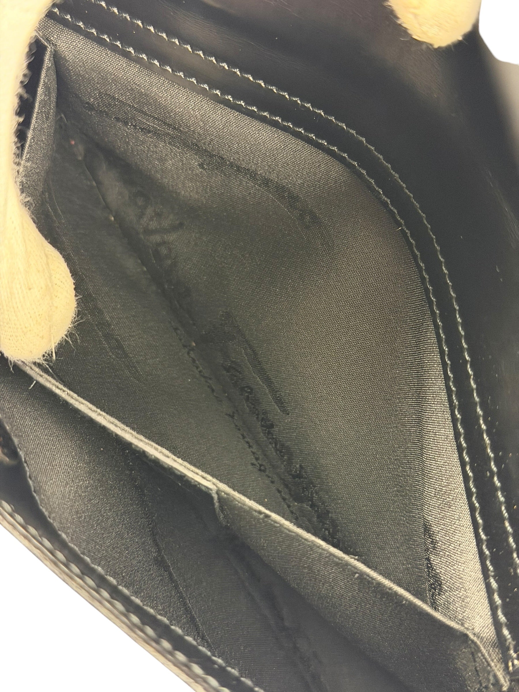 Salvatore Ferragamo Vintage Black Lizard Embossed Leather Pochette