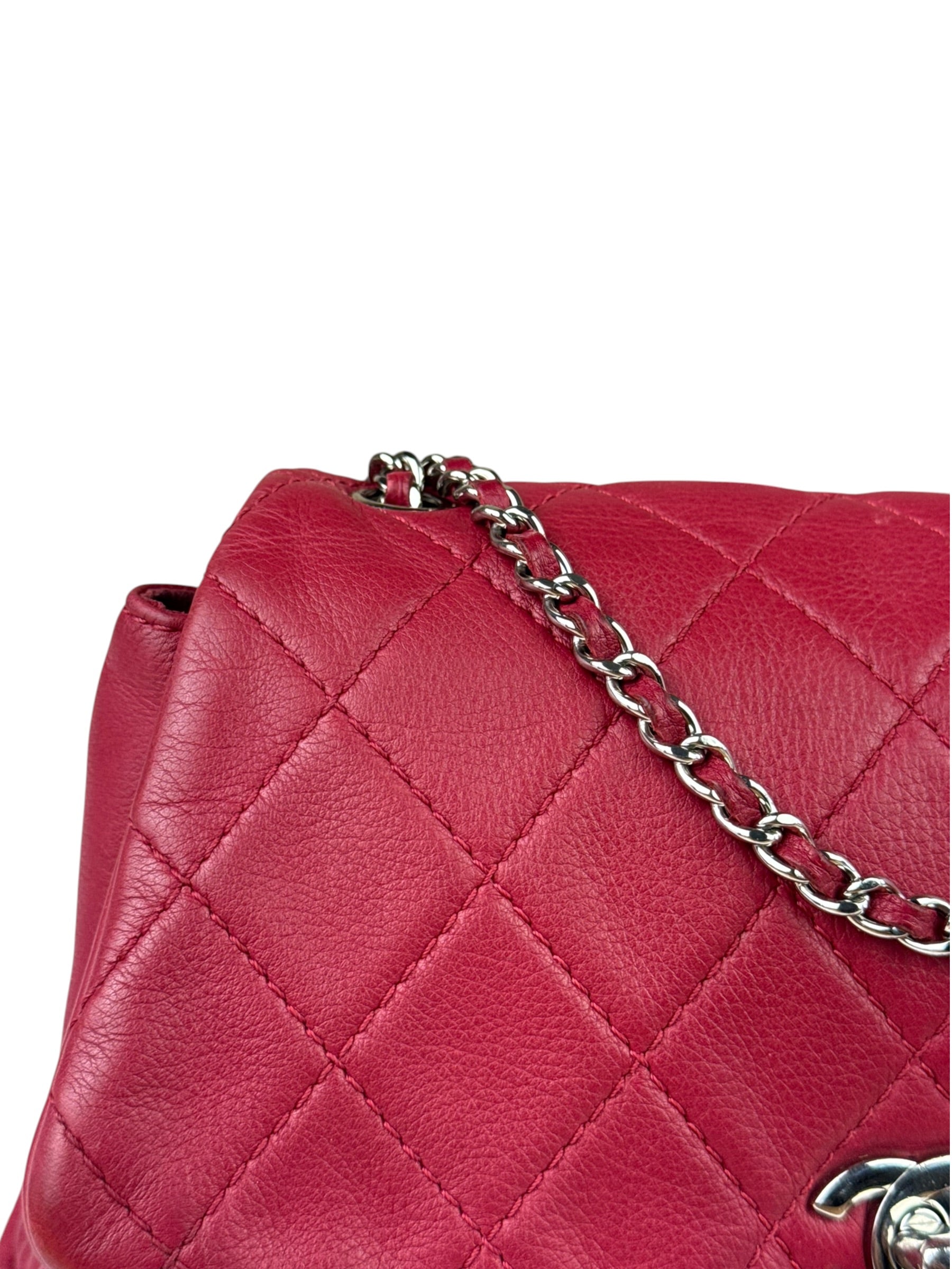 Chanel Red Quilted Leather CC Curvy Flap Bag 2015