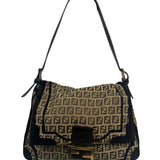 Fendi Black Trim Zucca Mamma Baguette