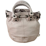 Balenciaga Baby Pink Leather Pompon Moto City 2Way Bucket Bag