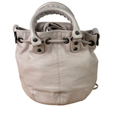 Balenciaga Baby Pink Leather Pompon Moto City 2Way Bucket Bag