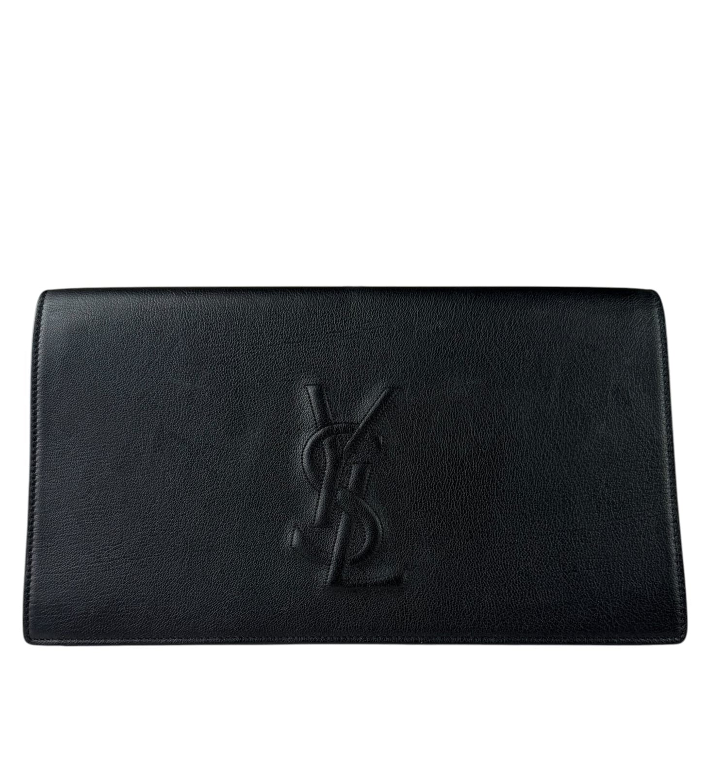 Yves Saint Laurent Black Leather Flap Clutch