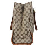 Gucci GG Brown Leather Trim Canvas Monogram Tote Bag