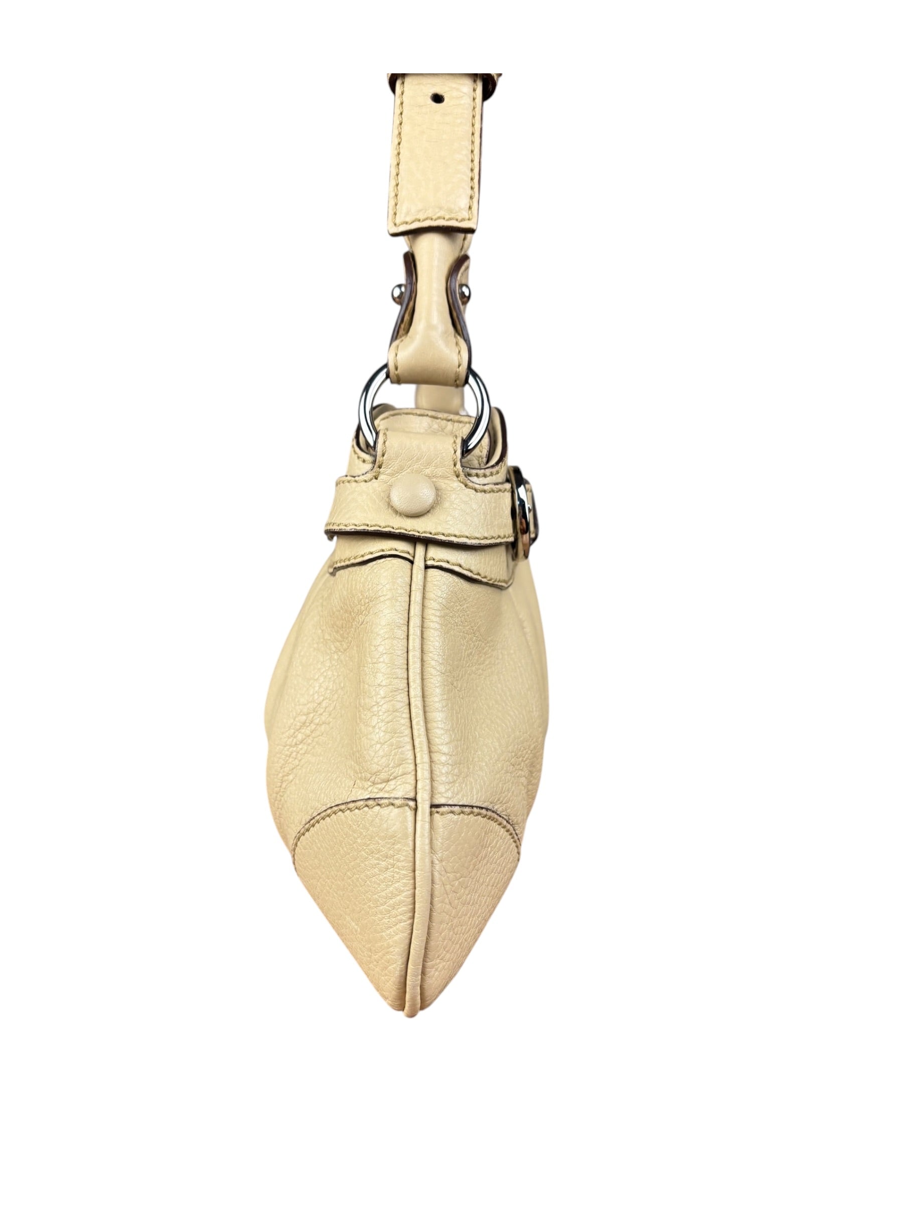 Salvatore Ferragamo Beige Gancini Buckle Shoulder Bag