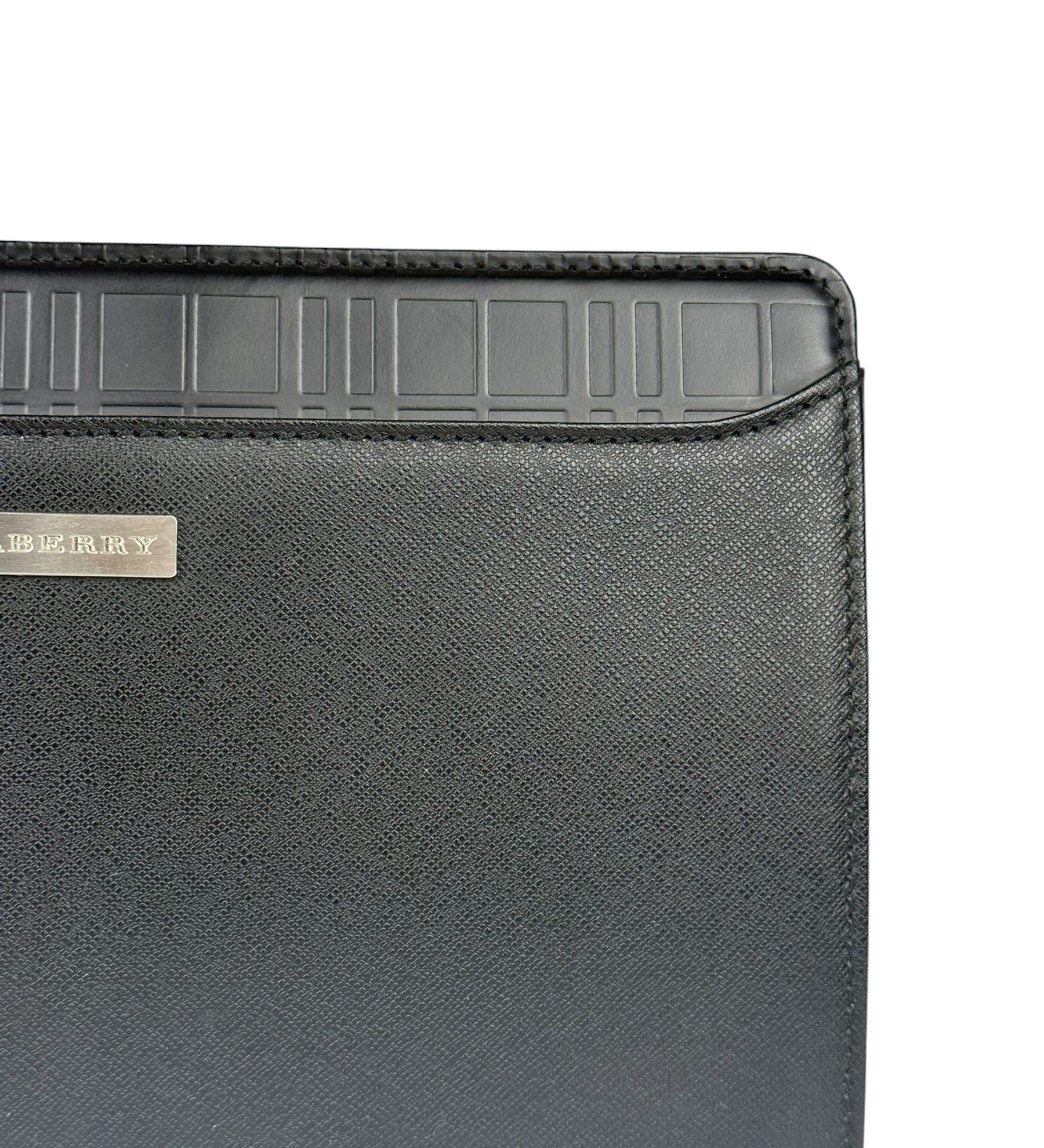 Burberry Black Leather Zip Clutch Pouch