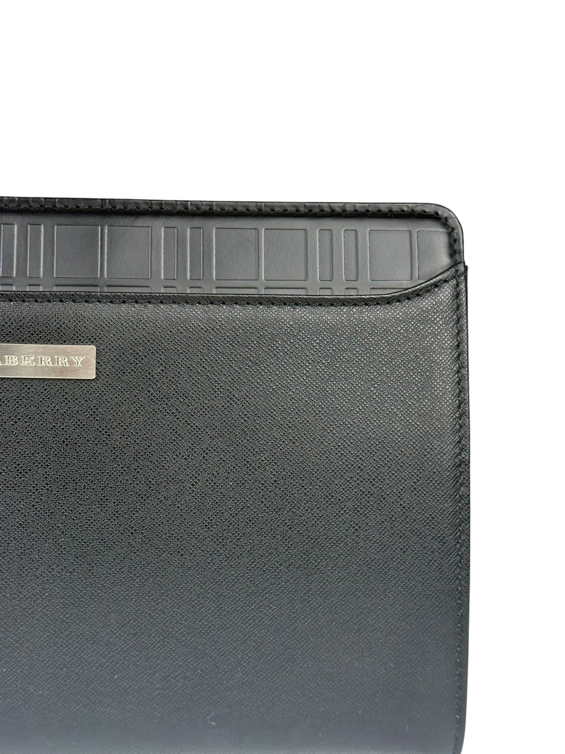Burberry Black Leather Zip Clutch Pouch