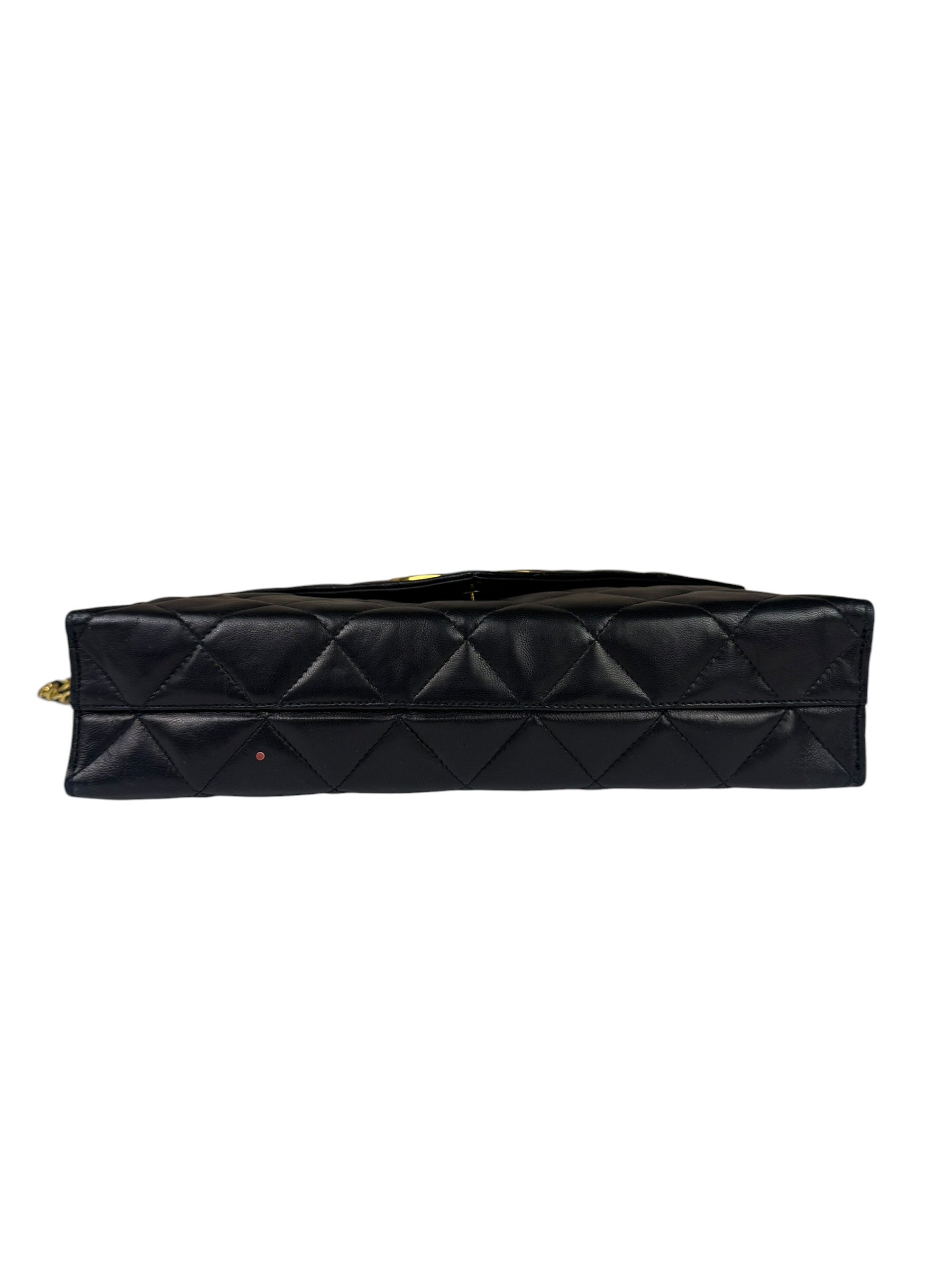 Chanel Black Quilted Leather Envelope Flap Bag Early 90's