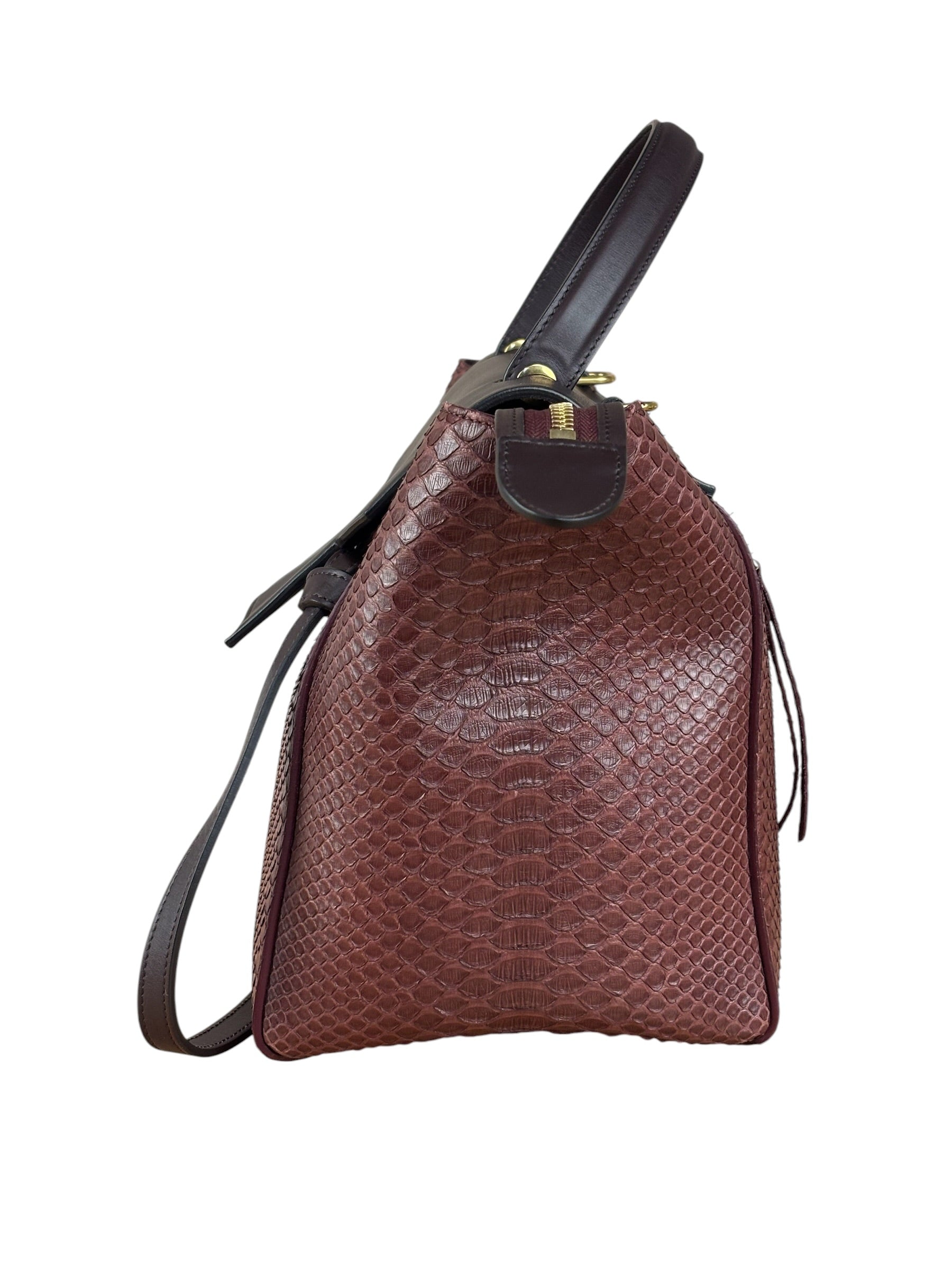 Celine Maroon Python Embossed Trapeze Bag