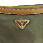 Prada Green/Brown Nylon/Leather Trim Crossbody Bag