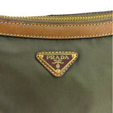 Prada Green/Brown Nylon/Leather Trim Crossbody Bag