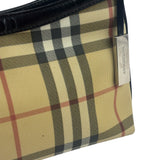 Burberry Black Leather Trim House Check Pochette