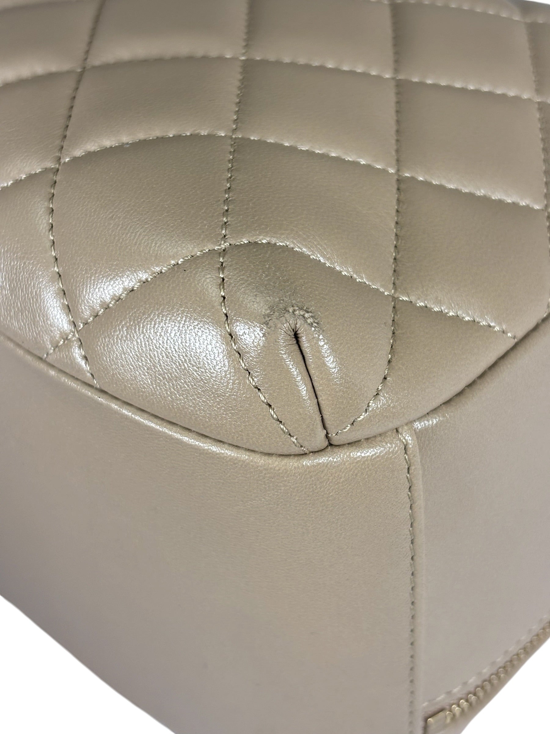 Chanel Beige Quilted Lambskin CC Trendy Bowling Bag 2017