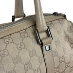 Gucci GG Beige Leather Trim Guccissima Small Boston Bag