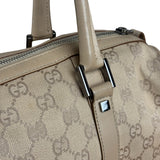 Gucci GG Beige Leather Trim Guccissima Small Boston Bag