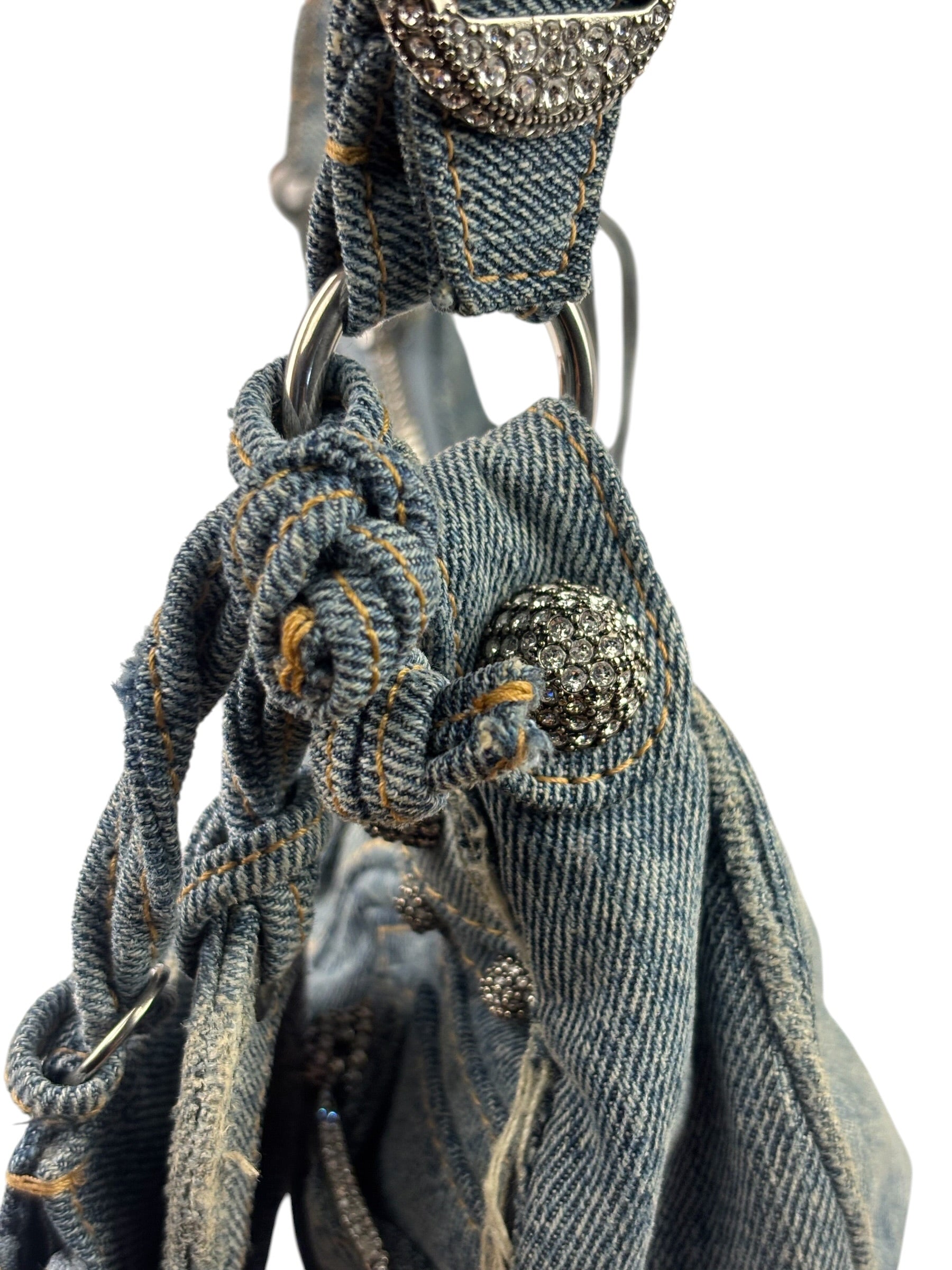 Balenciaga Denim Le Cagole Rhinestones Crossbody Bag