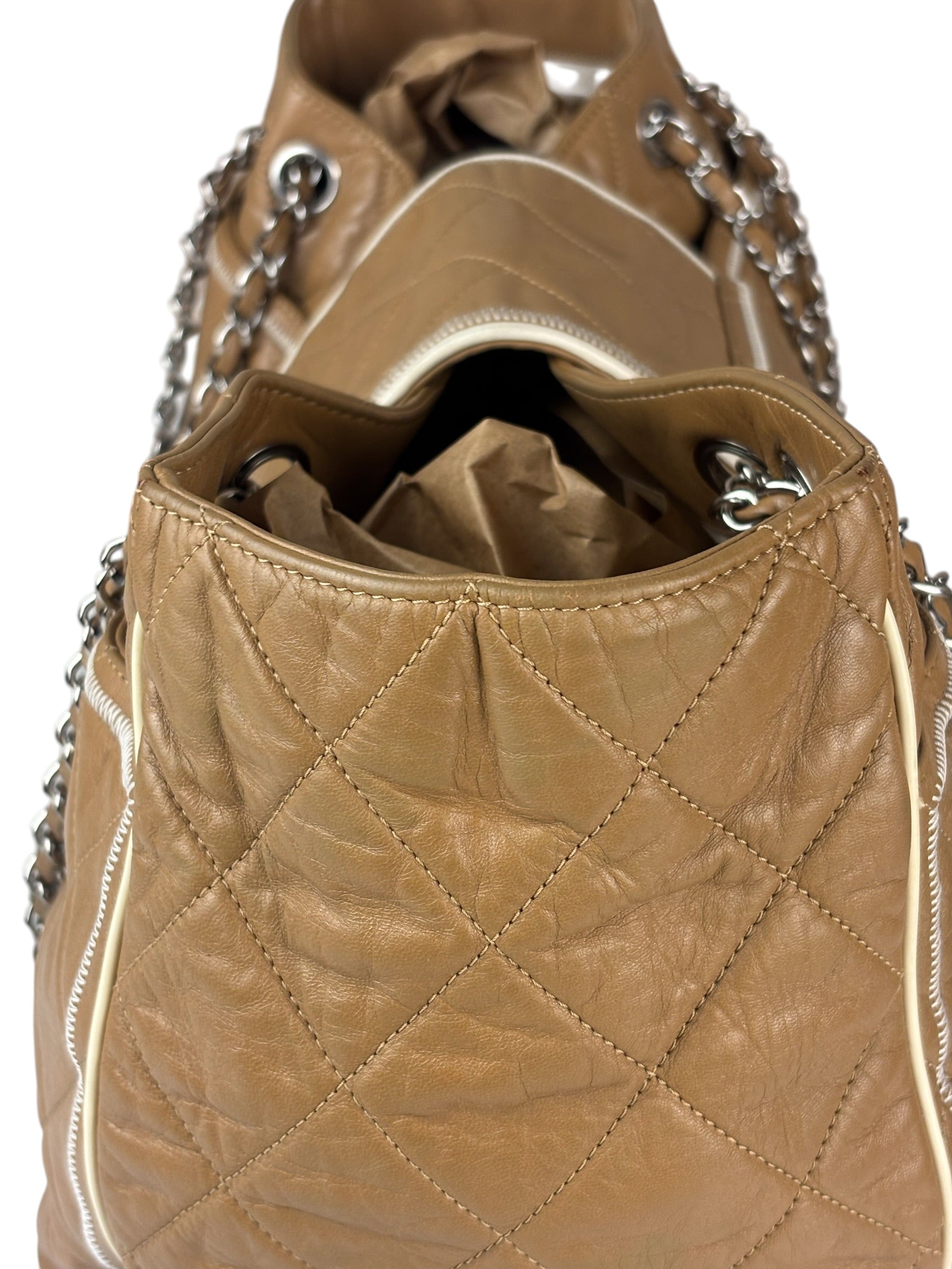 Chanel Camel Quilted Lambskin East-West Large Chain Tote 2008