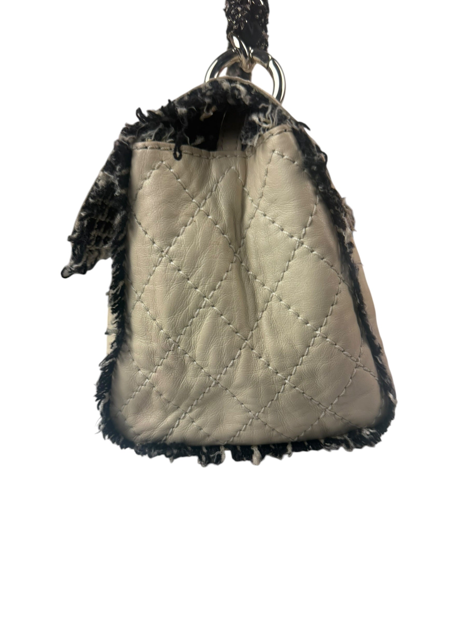 Chanel Cream Lambskin Funny Tweed Flap Bag 2009