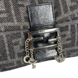 Fendi Grey/Black Leather Trim/Wool Zucca Baguette