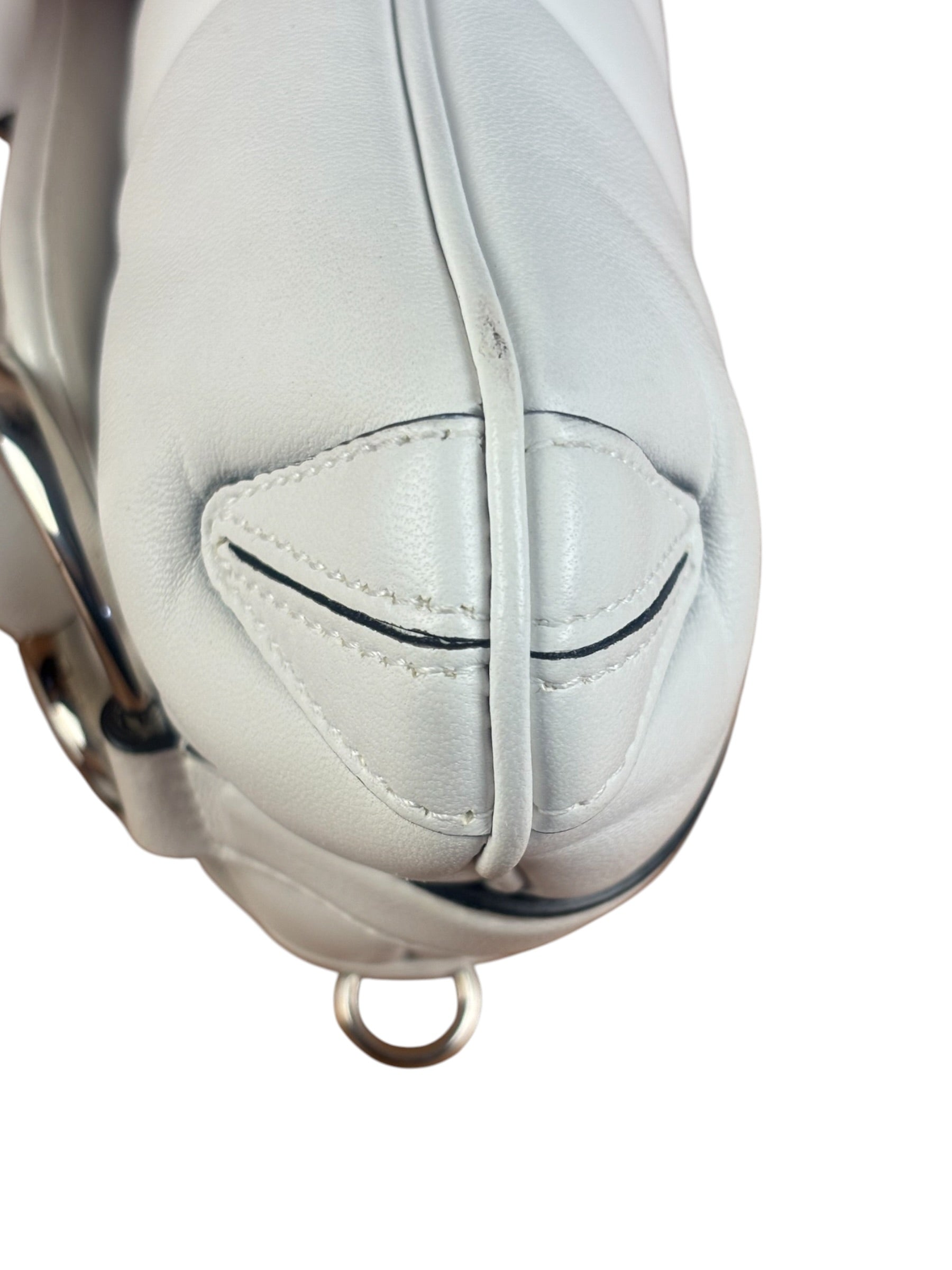 Gucci White Puffer Leather Horsebit Shoulder Bag
