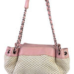 Chanel Pink Lambskin Trim Woven Lax Accordion Shoulder Bag 1997