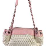 Chanel Pink Lambskin Trim Woven Lax Accordion Shoulder Bag 1997