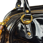 Gucci Black Patent Leather Horsebit Wave Shoulder Bag