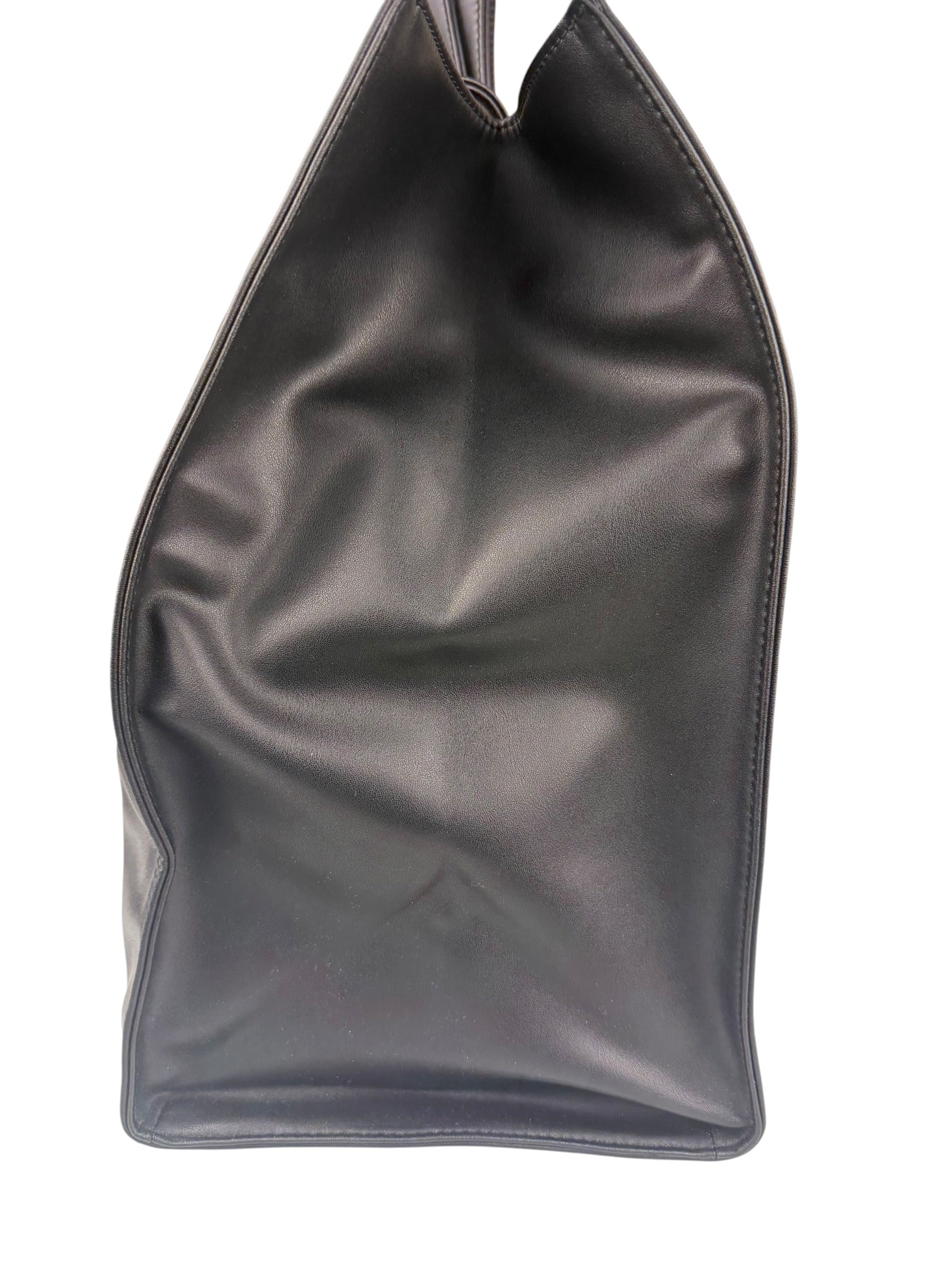 Telfar Black Leather Unisex Shopping Bag