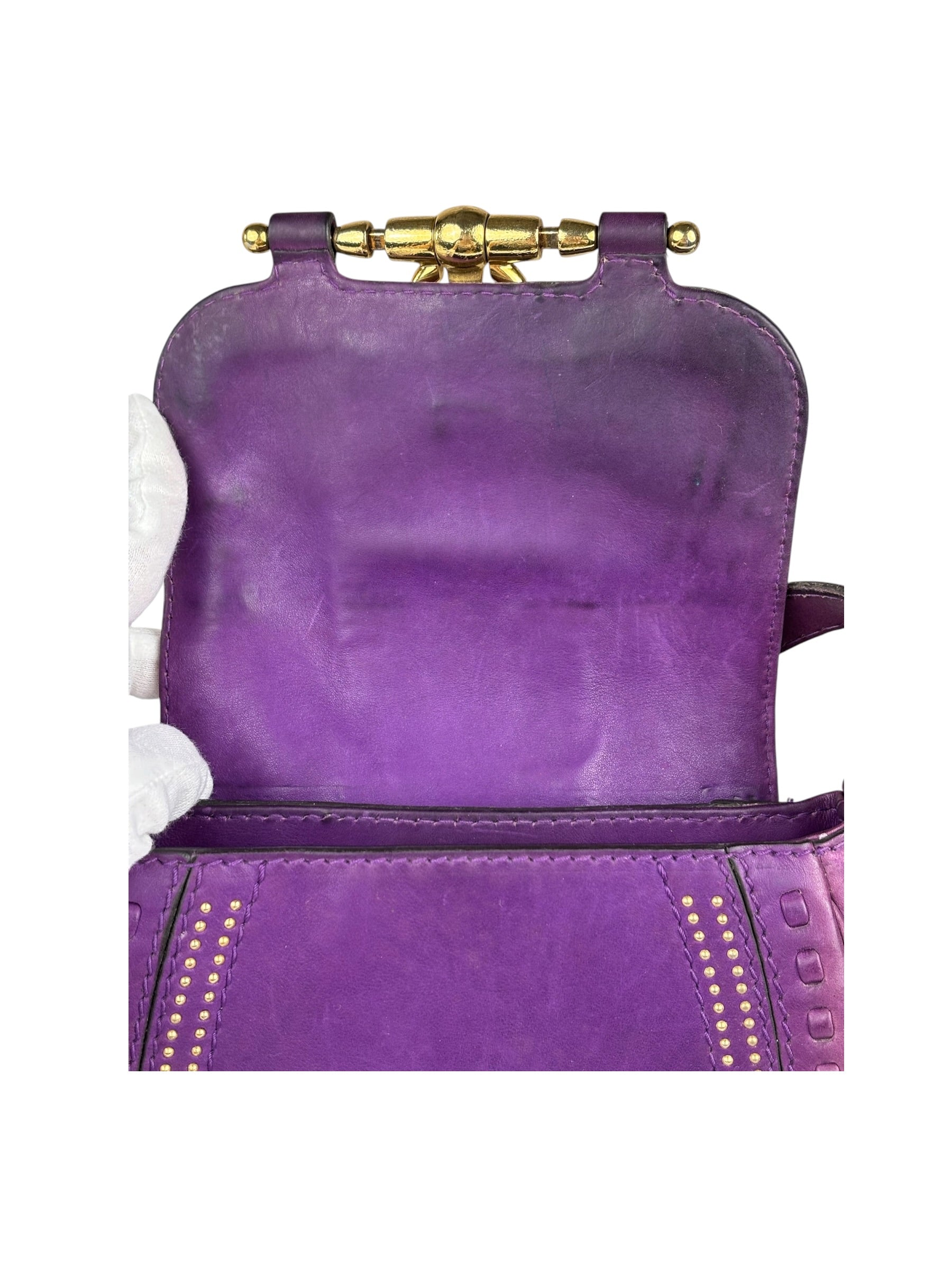 Gucci Vintage Purple Leather Small Snaffle Bit Shoulder Bag
