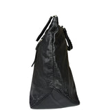 Balenciaga Black Leather Moto Bridge Zip Overnight Tote