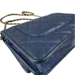 Chanel Peal Blue Caviar Quilted Leather Iridescent Wallet On Chain 2019