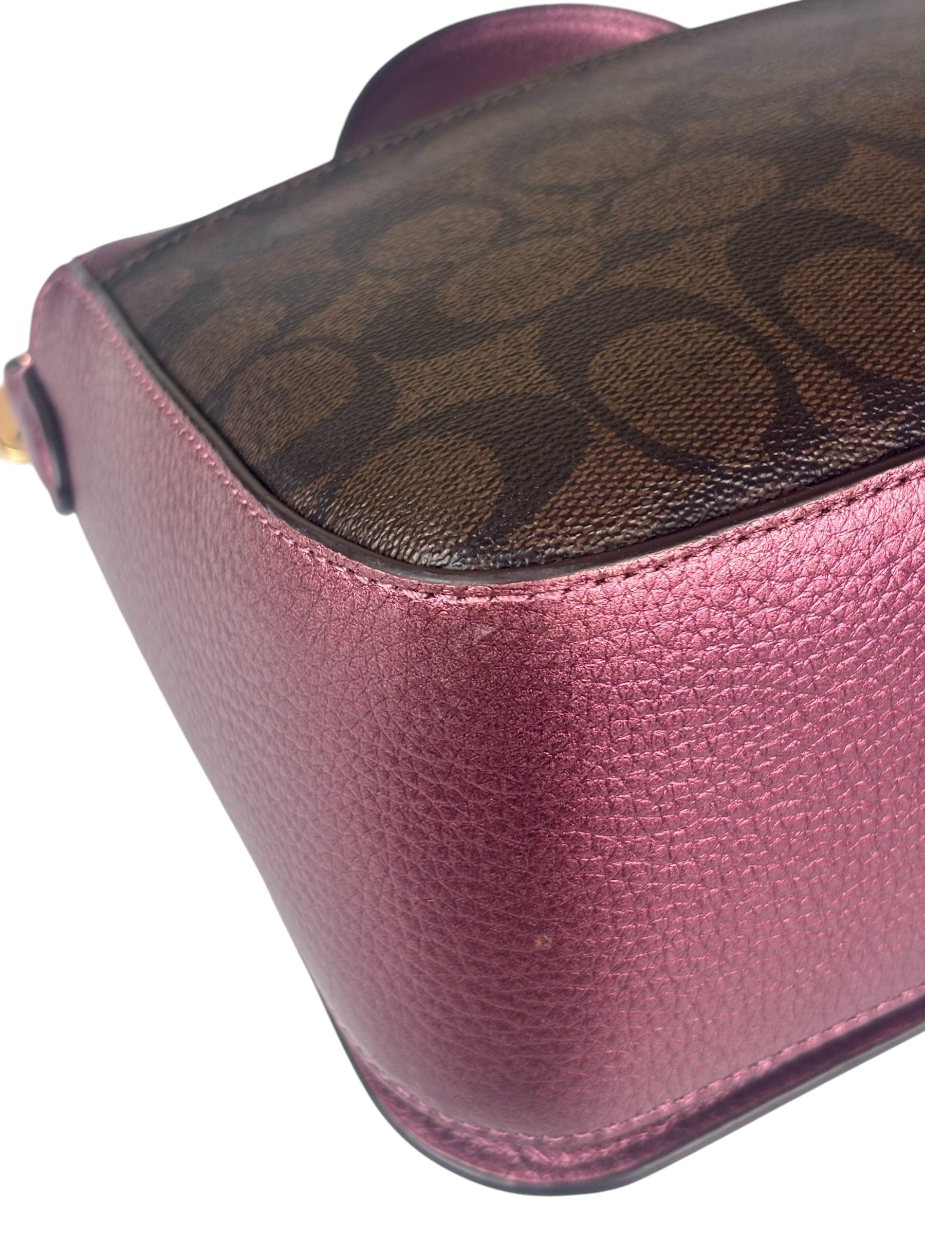 Coach Metallic Berry Leather Signature Cassidy Two-Way Bag