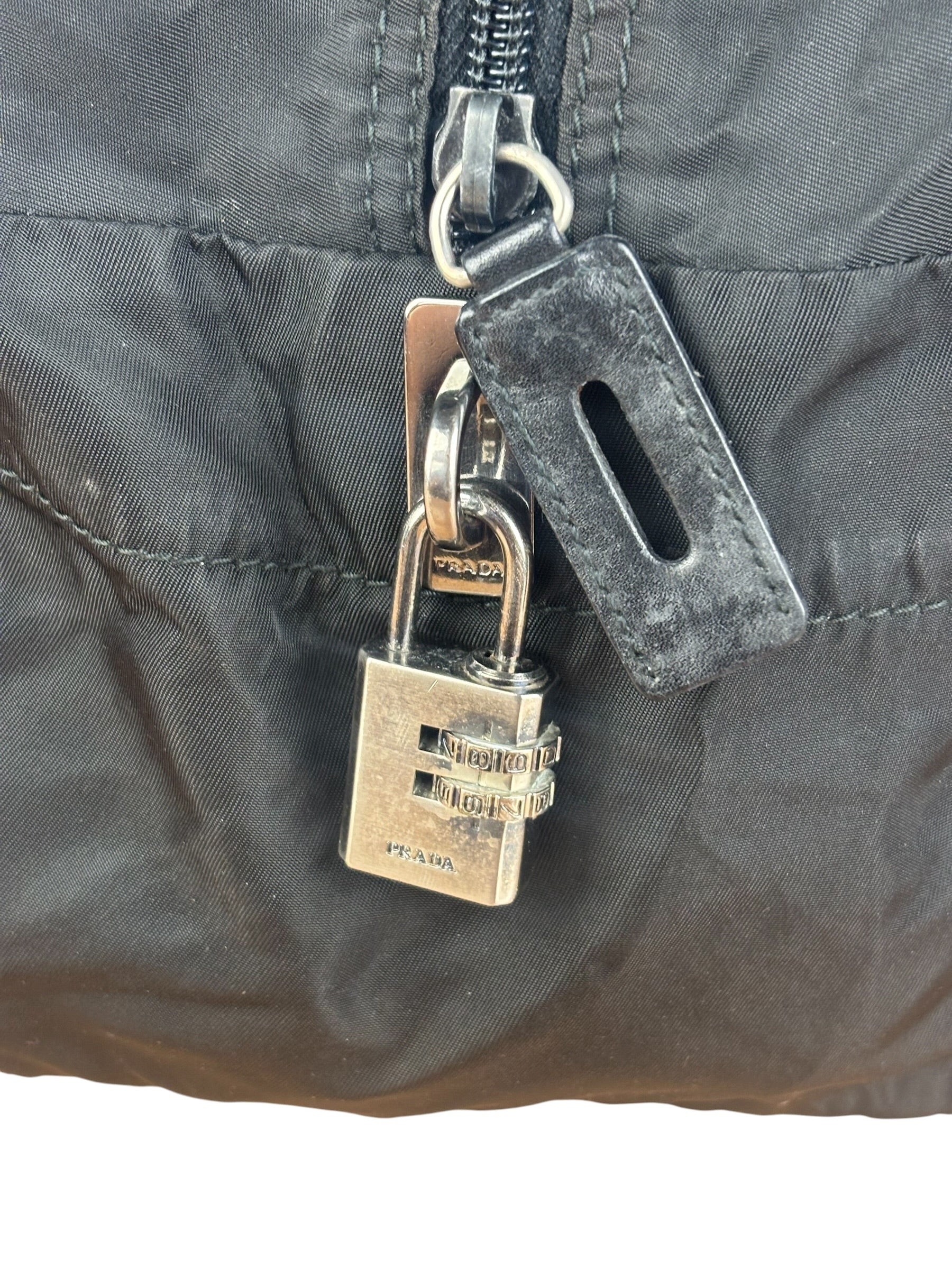 Prada Vintage Black Nylon Bowler Bag