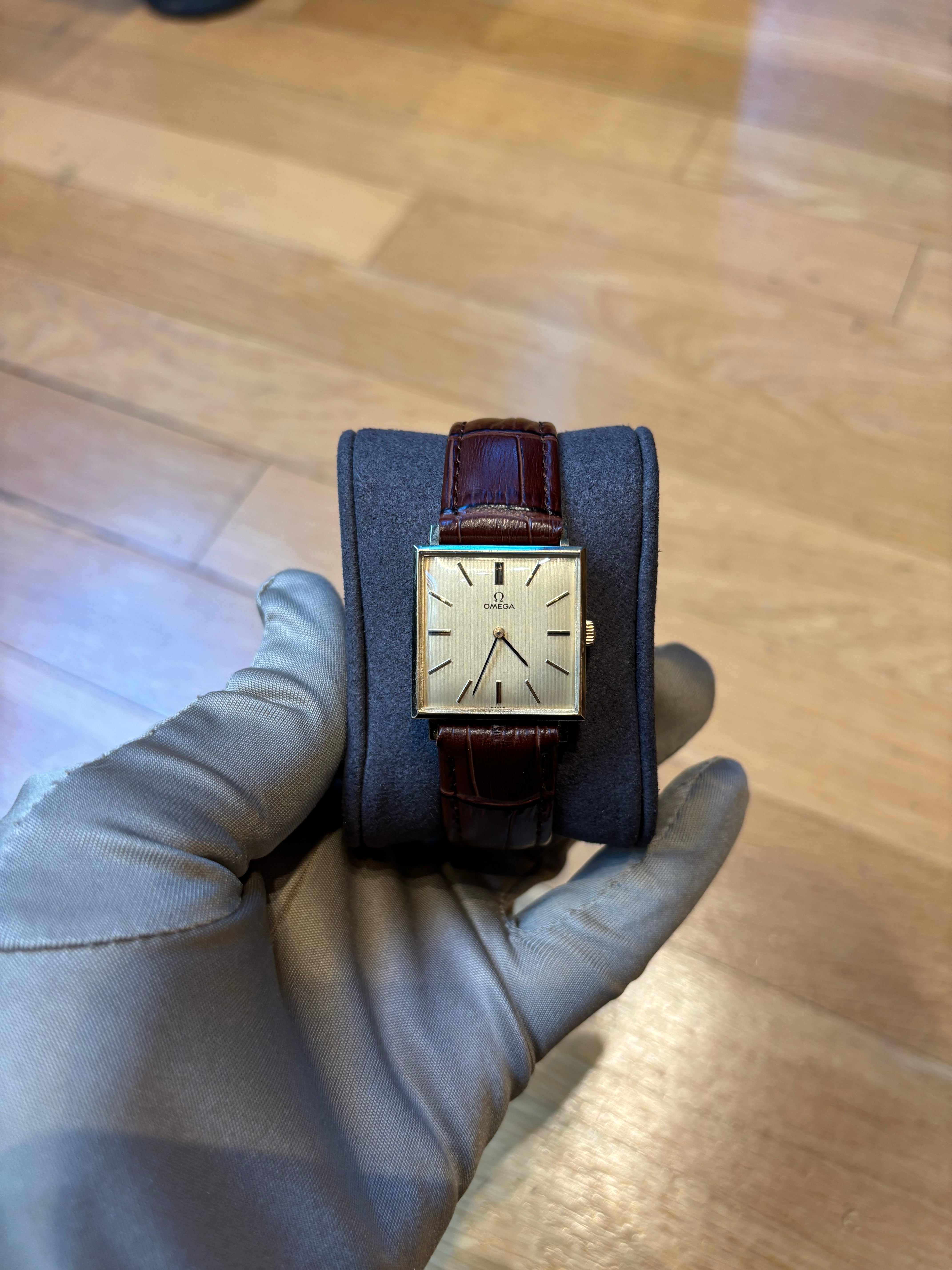Omega Solid 14k Gold Square Dial