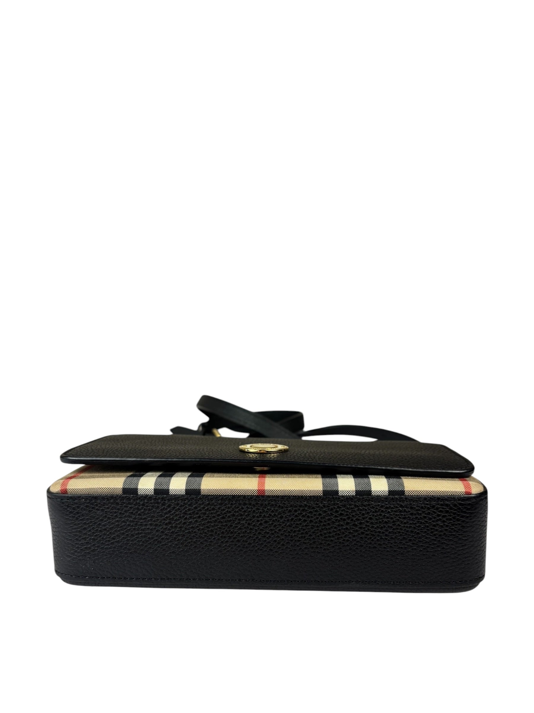Burberry Black Leather Trim House Hampshire Crossbody