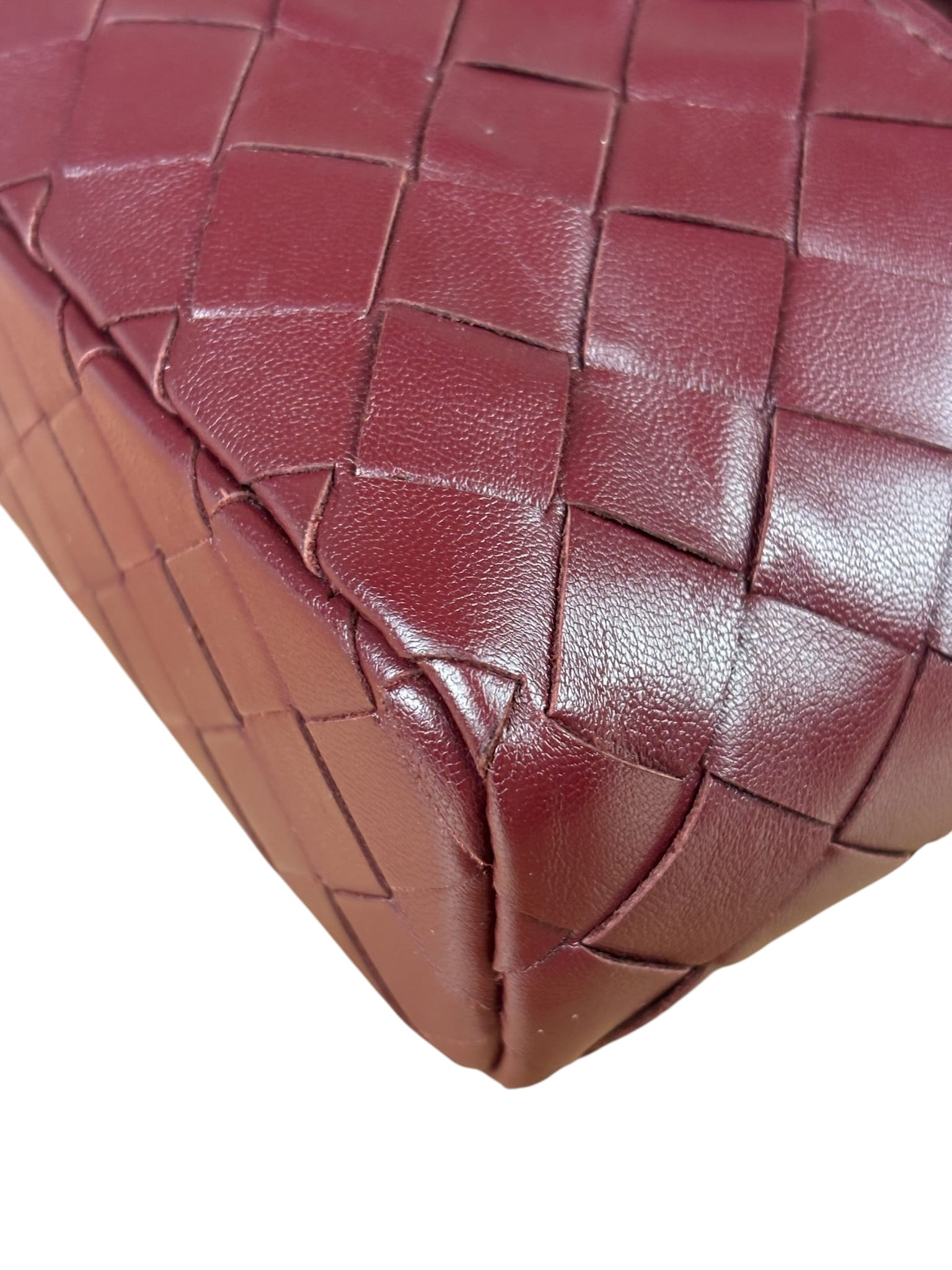 Bottega Veneta Burgundy Leather Intrecciato Bang Bang Vanity Two-Way Bag