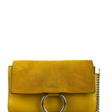 Chloé Suede/Calfskin Yellow Faye Shoulder Bag