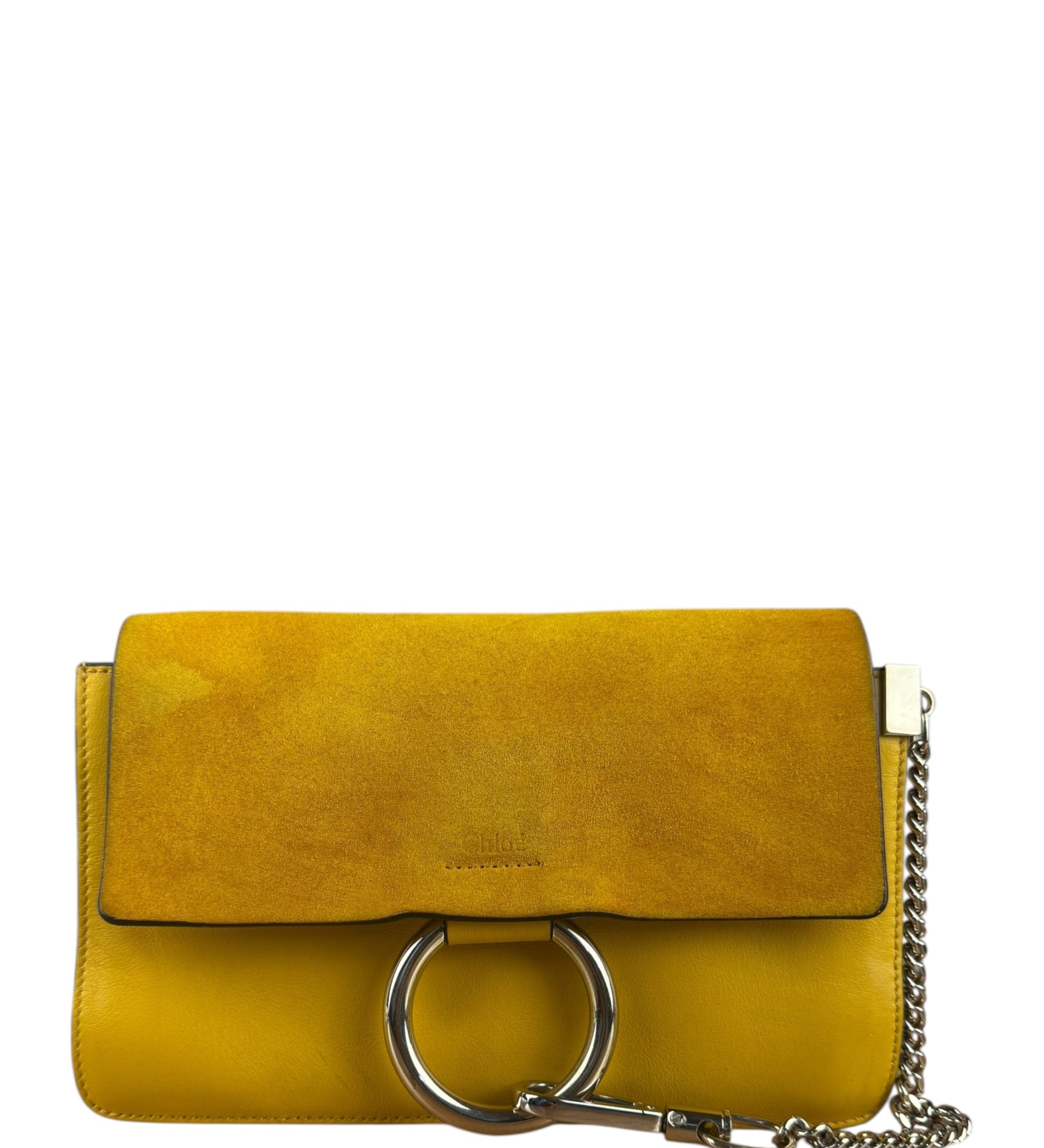 Chloé Suede/Calfskin Yellow Faye Shoulder Bag